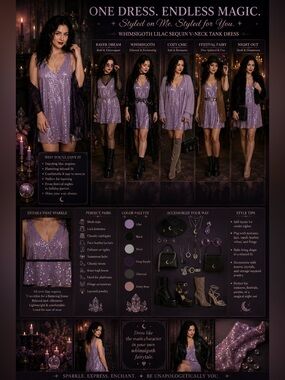 Whimsigoth Lilac Sequin V-Neck Tank Dress size XL by a new day maximalist raver